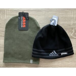 Lot of 2 Beanies - Adidas Reversible in Black/Gray & Bass Outdoor in Green NEW